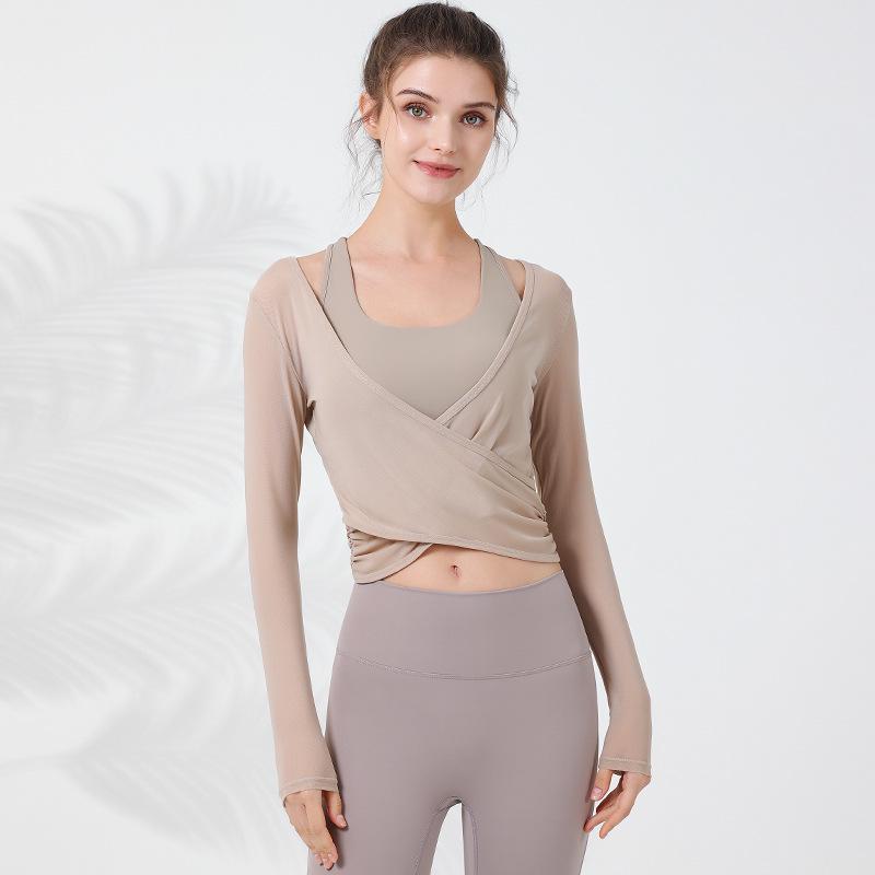 

Женский комплект из 2 предметов: сетчатая одежда с длинным рукавом и спортивный бюстгальтер Large