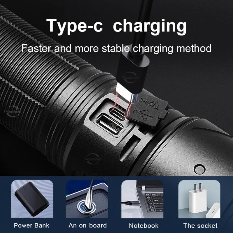 Neue Ultrahelle LED-Taschenlampe USB Wiederaufladbare Zoom-Taschenlampen Lange Reichweite 6000M LED-Taschenlampe Camping Angeln Arbeitslampe
