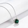 S925 Sterling Silver Women's Diamond and Cultured Emerald Pendant Necklace – Elegant for Daily Commute or Festival Gift