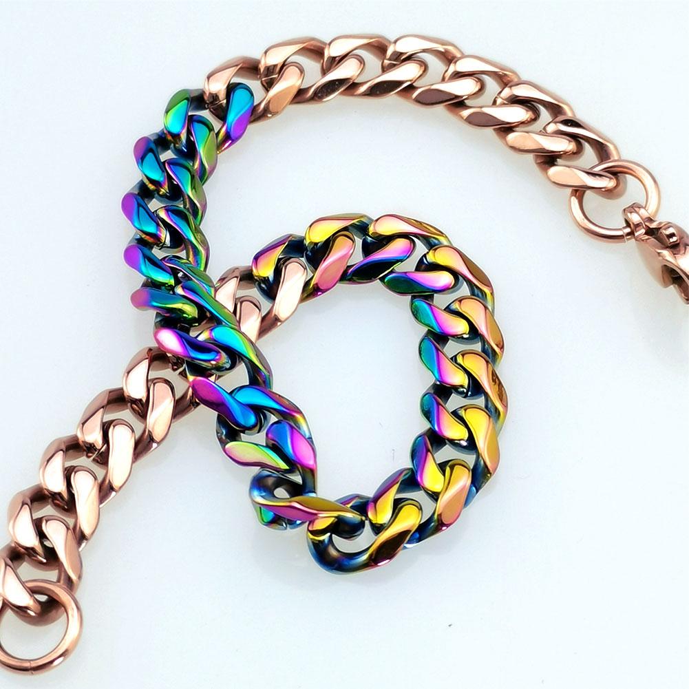 New 316L stainless steel rose and iridescence dual Hip hop bracelet anklet