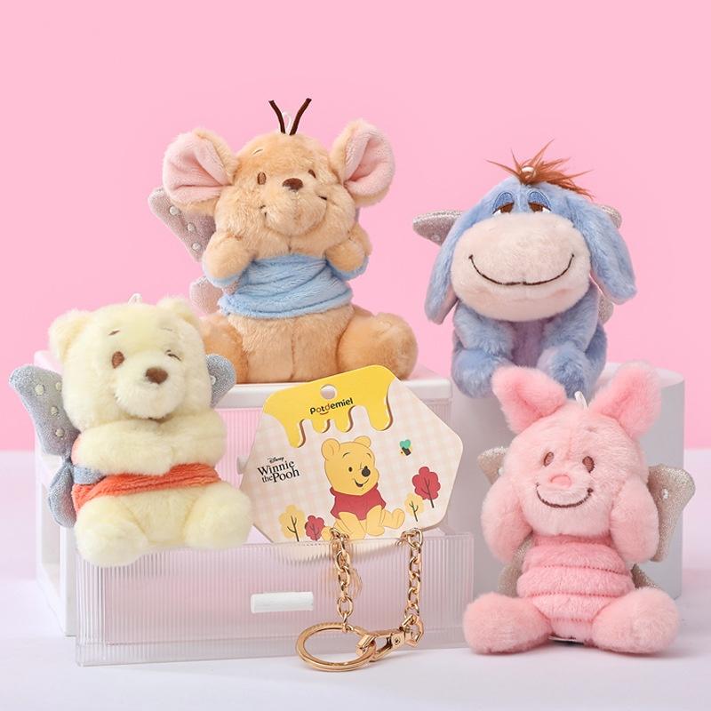 Genuine Winnie The Pooh Piglet Tigge Eeyore Plush Keychains Small Pendant School Bag Hanging Christmas Birthday Gifts Kids Toys