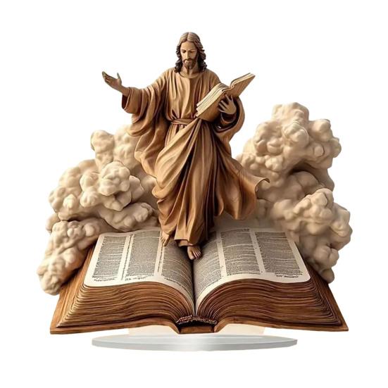 2D Flat Christmas Nativity Scene Tabletop Ornament Acrylic Desktop Display Centerpiece for Christian Table Shelf Mantel Fireplace Bedroom Office Decor