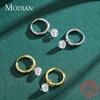 Modian 100% 925 Silver Classic Circle Sparkling Clear CZ Hoop Earrings For Women Luxury Wedding Statement Jewelry Arete