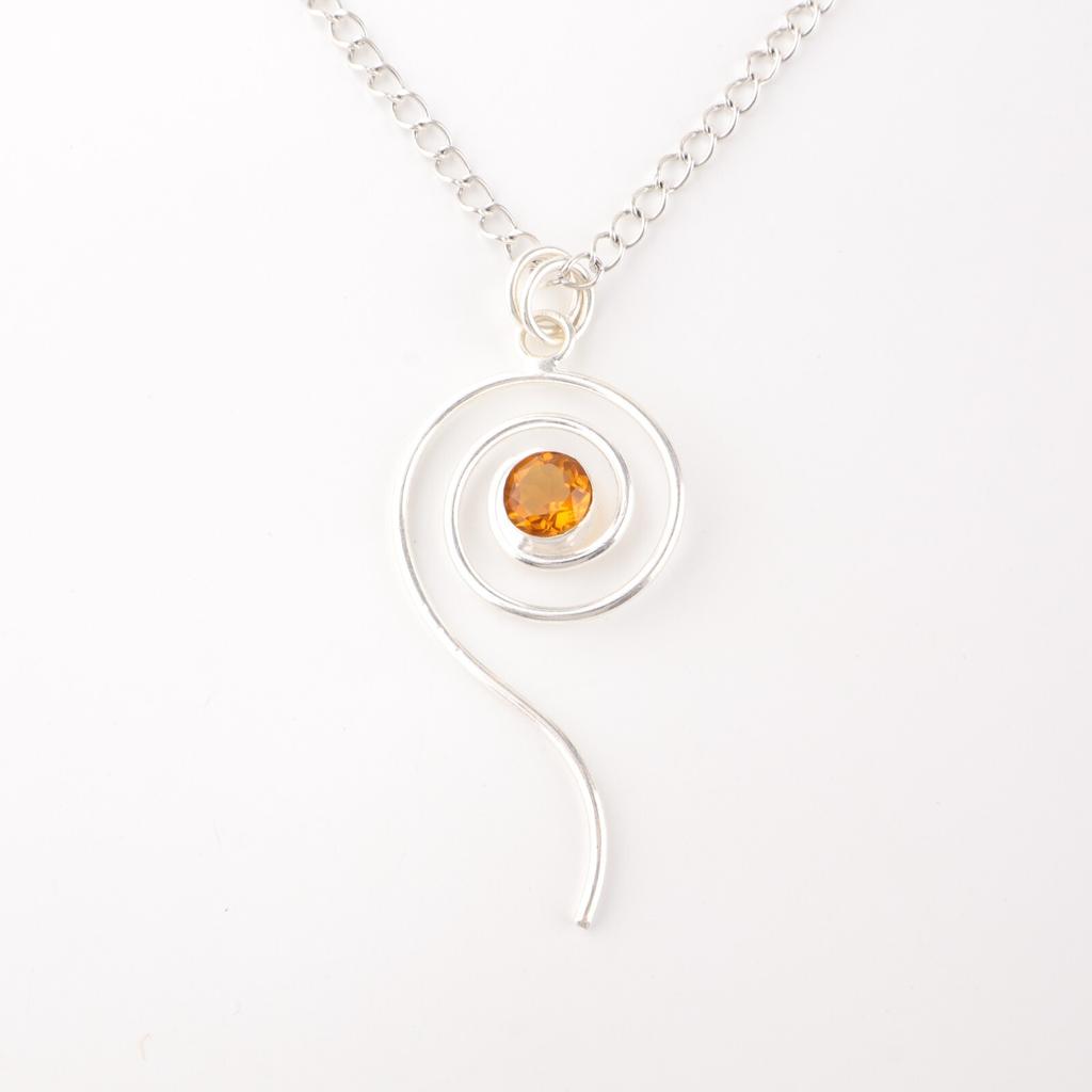 Citrine Gemstone 925 Sterling Silver Jewelry Handmade Pendant Anniversary Gift PP-42-14