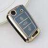 For VW Skoda Octavia A7 Fabia Leon Rapid Karoq SEAT Leon Ateca Ibiza Toledo Golf 7 T-cross POLO T-Roc Car Key Cover Case Holder