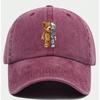 Cappellino da baseball vintage lavato con simpatico motivo di orsacchiotto, adatto sia per Unisex che per Donne, traspirante e regolabile.