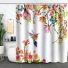 Bathroom Waterproof Curtain Digital Printing Tree Branches Bird Shower Curtain Free Punching Toilet Partition Curtain Shower Cloth