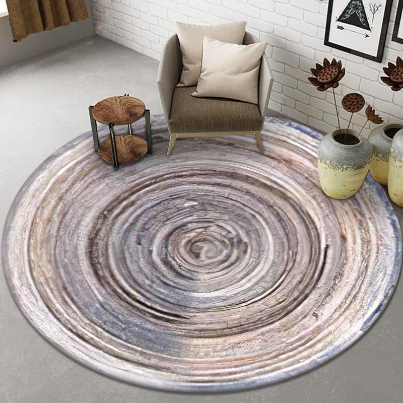 Abstract Style Round Rug for Hanging Chair Coffee Table Non-Slip Circle Carpet Accent Mat for Living Room Bedside Floor Decor