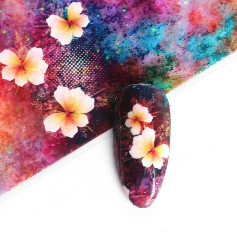 Folii pentru unghii Autocolante de transfer Decalcomanii Floare holografică Nail Art Starry Paper DIY