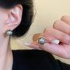 Vintage Klassische Charme Grau Perle Stud Ohrringe für Frauen Temperament Gold Farbe Geometrie Koreanische Mode Schmuck Zubehör Geschenk