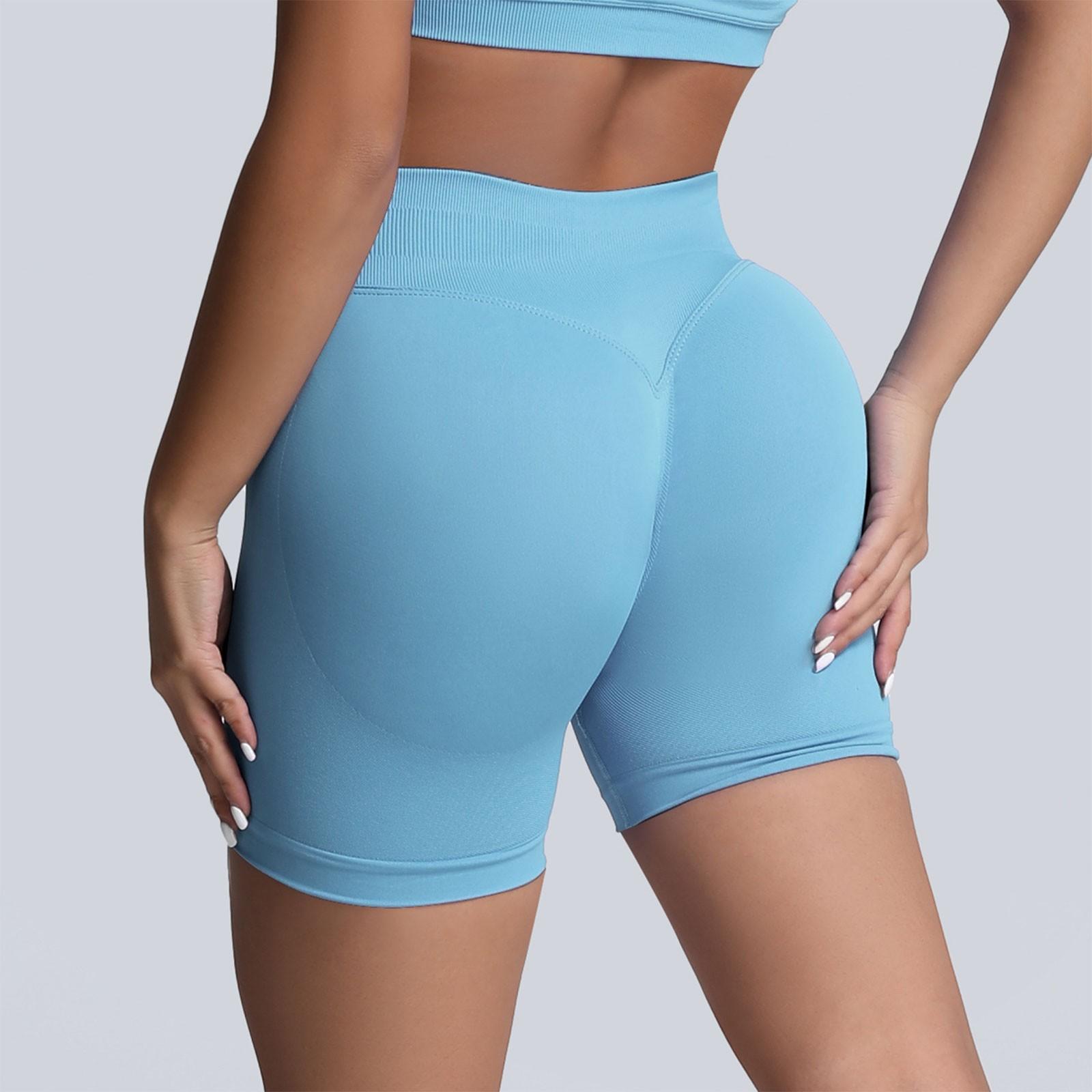 

Women s Solid Color Yoga Shorts Seamless Fitness Hip Lifting Running Yoga Three Point Sports Shorts XL