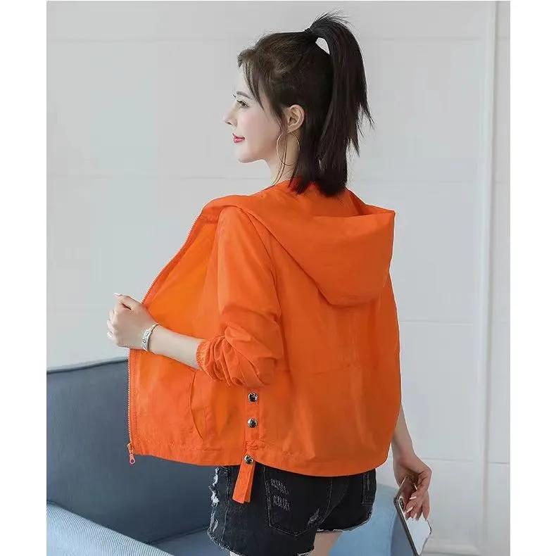 Short Sunscreen Clothing Korean Version of The Wild Anti-ultraviolet Hooded Thin Long-sleeved Breathable Women