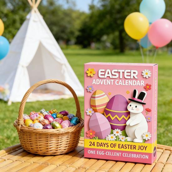 24Pcs Easter Bunny Countdown Calendar Dig Kit Treasure Hunt Excavation Toys for Kids Includes Dig Tools & Surprise Figurines Fun DIY Activity for Boys