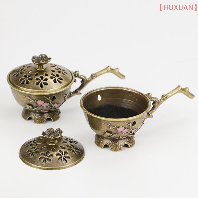 1PC Retro Plum Blossom Hollow Out Incense Stick Burner Zinc Alloy Small Craft Home Decor Plum Blossom Incense Burner With Handle