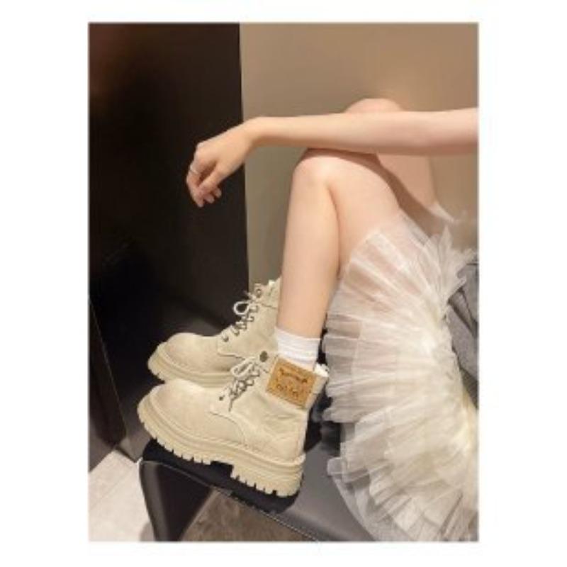 Thick-soled heightening Martin boots women's new autumn and winter high-end rhubarb boots versatile short boots