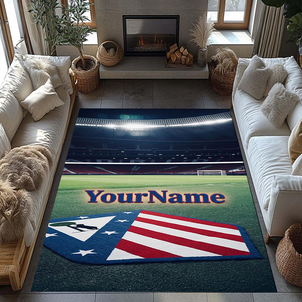 Atletico Madrid Customize Text Floor Rug Office Rug Suitable for Study room Kitchen Game Room Foyer Anti-slip Rug Office home decor Gift for Festivals