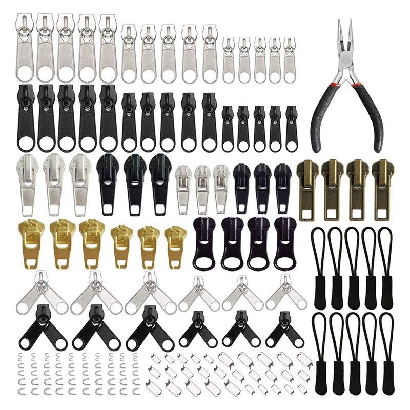 

M-Modern-Zipper Repair Kit(169Pcs) Includes Pliers Tool& Zipper Extension Pulls For Clothing Jackets Bags
