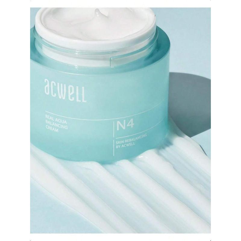 Acwell Real Aqua Crème Équilibrante 50ml - Crème Visage Hydratante Équilibrant le PH, Apaisant les Problèmes de Peau et les Rougeurs pour Peau Sensible