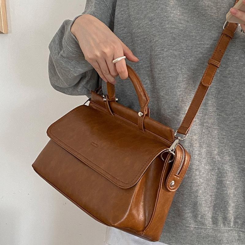 Porte-documents rétro Nouveau style Travail Sac de navetteuse pour femme Sac à main texturé grande capacité Sac messager Sac messager