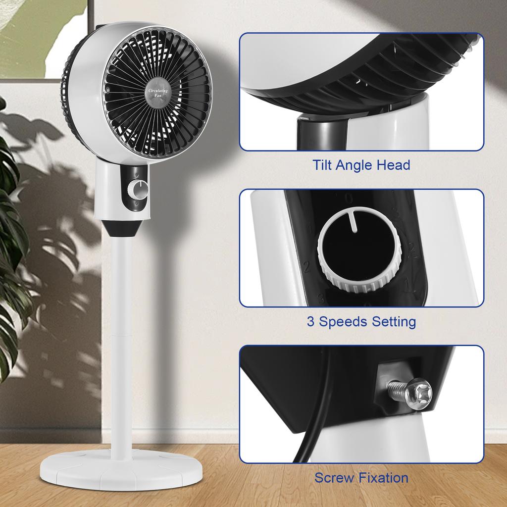 90 Degrees Oscillating Pedestal Fan High Velocity 3 Speeds Quiet Standing Floor Fan for Living Room