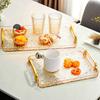 Luxurious Rectangular Shockproof Tea Cup Coaster with Gold Edge - Multi-functional Storage Tray for Living Room