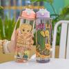 750ml Cartoon Straw Cup Water Cup Leak-proof Convenient To Carry Suitable For Sports Outdoors Gym Large Capacity Cute Plastic Water Cup