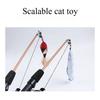 Retractable Cat Teaser Wand Interactive Fishing Rod Toy with Feather Fish Lure Durable Play Pole for Kittens Cats