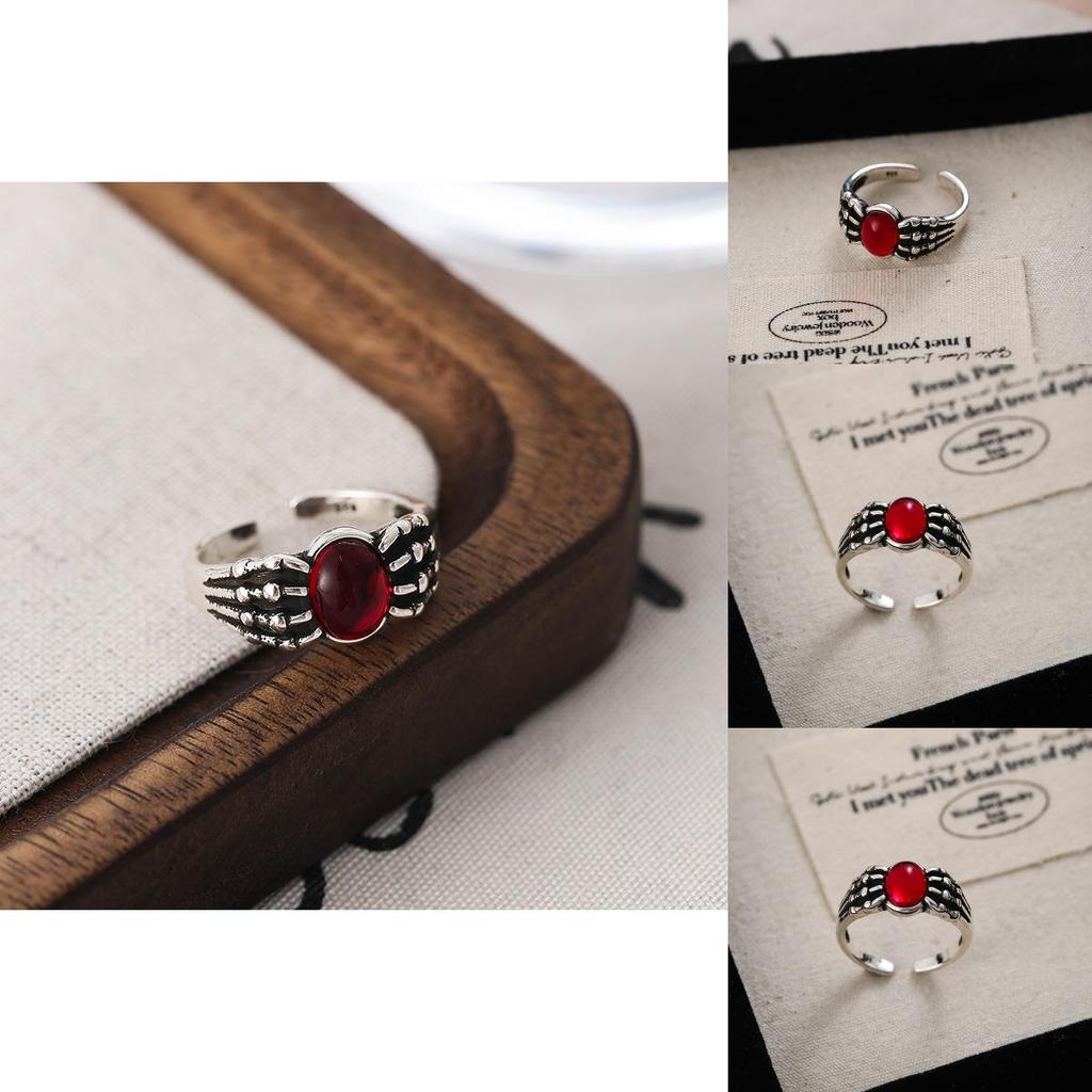 Punk Sophisticated Skull Ruby Ring For Women Unique Fashionable Adjustable Copper Design