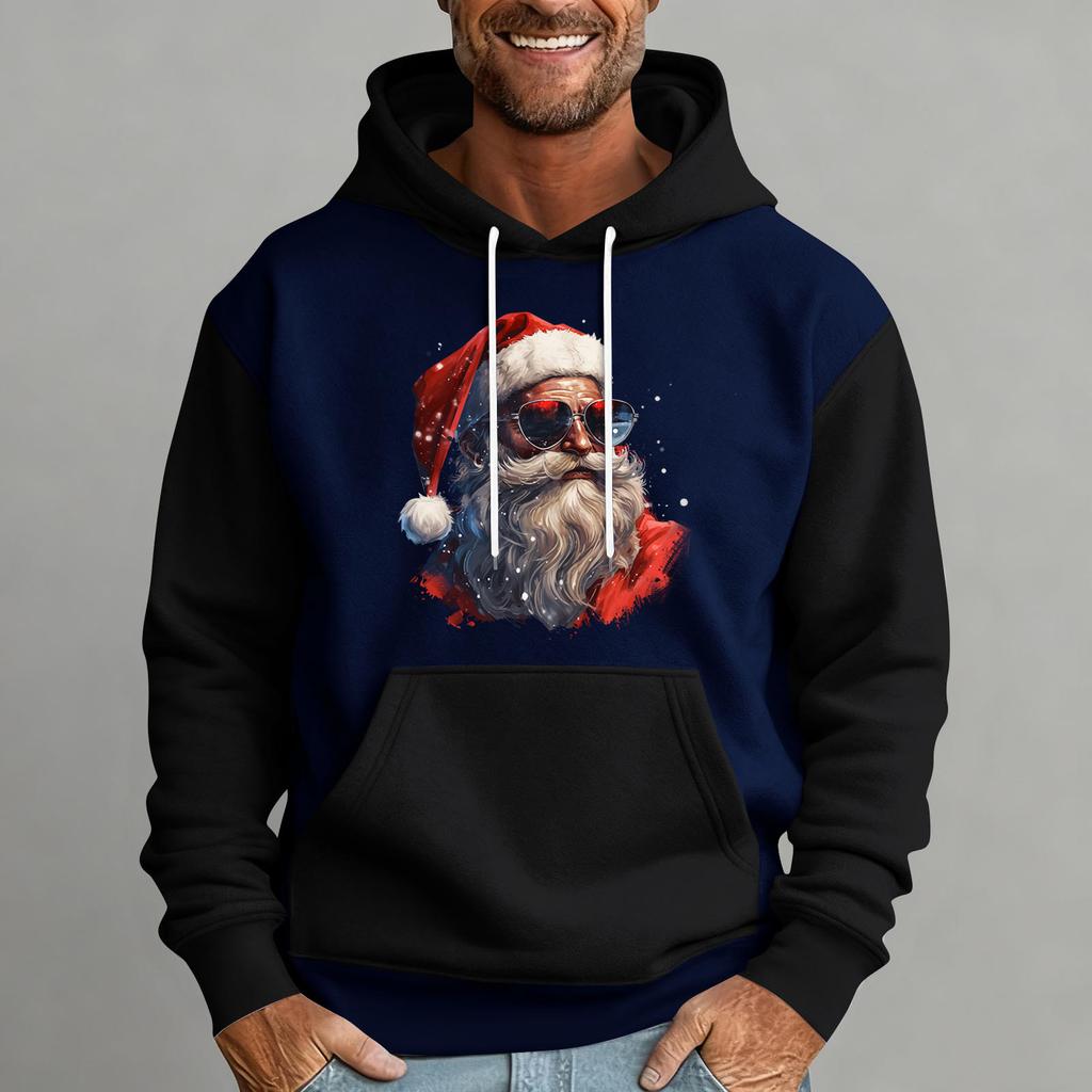 Herren Weihnachten Print Colorblock Kapuzenpullover Lässig Sport Komfort Sweatshirt