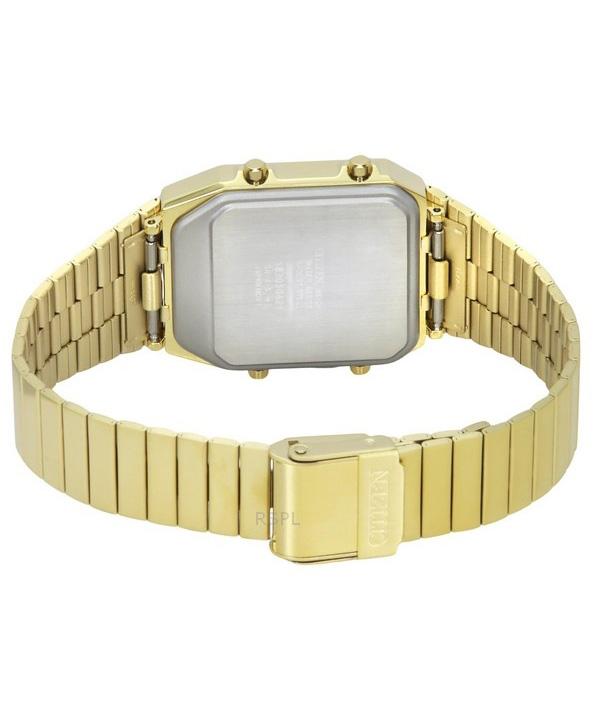 Citizen Ceas de bărbați cronograf analog digital cu cadran maro din oțel inoxidabil nuanță de aur cu quartz JG2103-72X