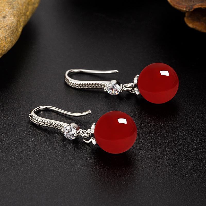 

Вінтажні сережки з зеленого агату та діамантів для жінок - Натуральний халцедон у ретро-стилі для матерів