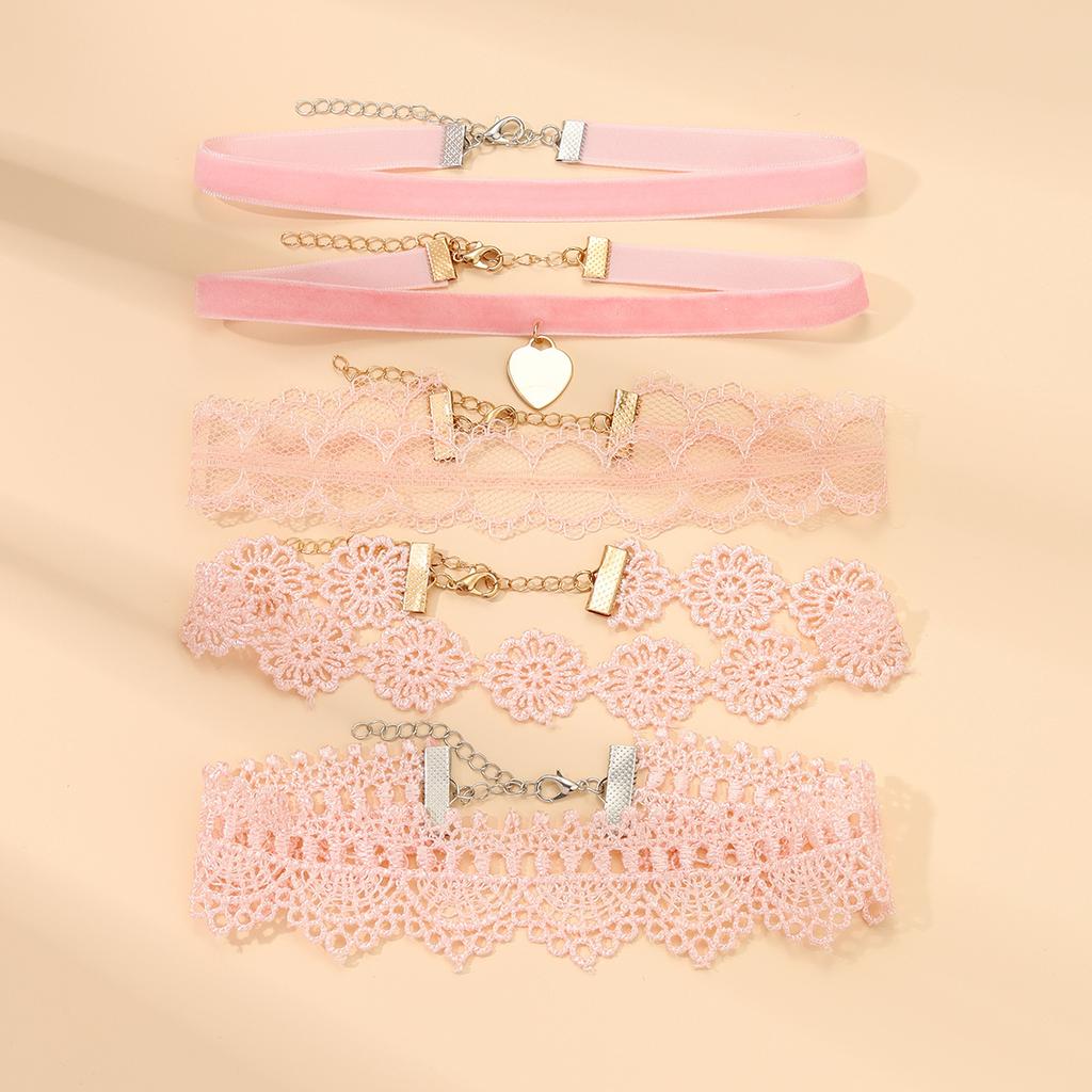 Cold wind pink lace choker necklace collar, fashion velvet necklace