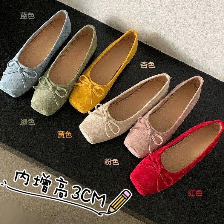 Flat Shoes French Bow Women's Shoes Red Small Single Shoes Ballet Shoes Spring and Summer New Ladyshoes Doudou Shoes