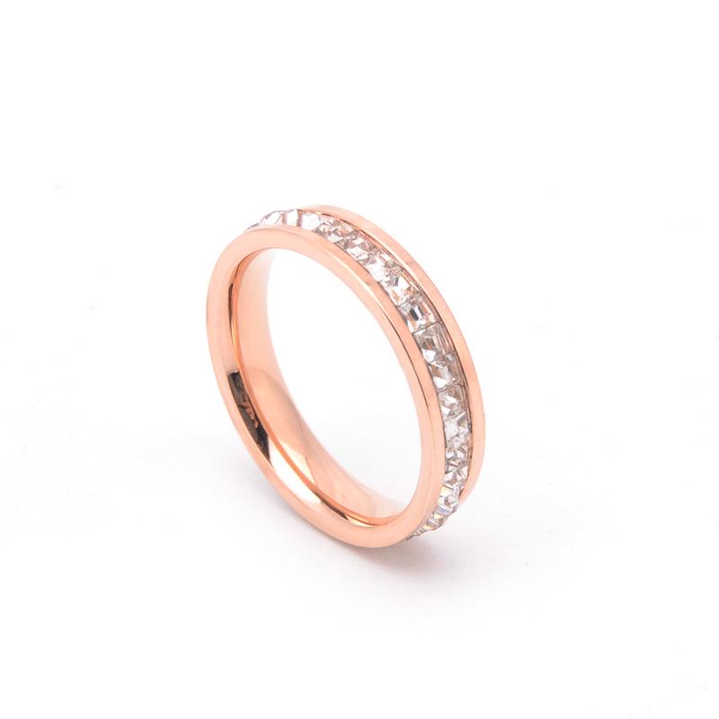 

Creative Bestseller Rose Gold Titanium Women s Fashion Ring with Single Row Diamonds Size 8 розового золота