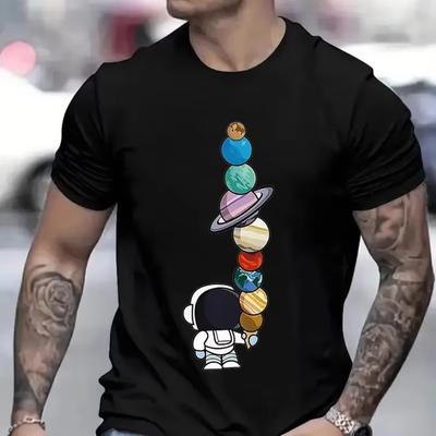 2024 Men's T-shirt Short Sleeve Tees Male Loose T-shirt Space Astronaut Men's Tops New Brand Men's T-shirt Camisetas De Hombre
