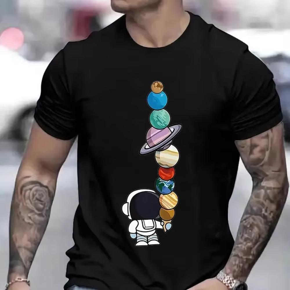 

2024 Мужская футболка с коротким рукавом Футболки Мужская свободная футболка Космос Астронавт Мужские топы Новый бренд Мужская футболка Camisetas De Hombre XXXXXL чёрный