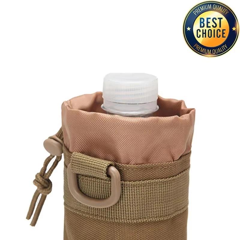 Hunting Water Bottle Pouch Outdoor Molle Kettle Pouch Holder Camping Hiking Cycling Bottle Bag Drawstring Multifunction Bottle