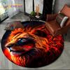 Beast Tiger Lion Leopard Animal Wildlife Cartoon Round Carpet Rug for Living Room Bedroom Child Decor,Pet Area Rug Non-slip Mat