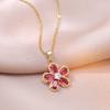 Stainless Steel Shiny Zircon Red Strawberry Pendant Necklace For Women Girls Romantic Flower Planet Tulip Choker Luxury Jewelry