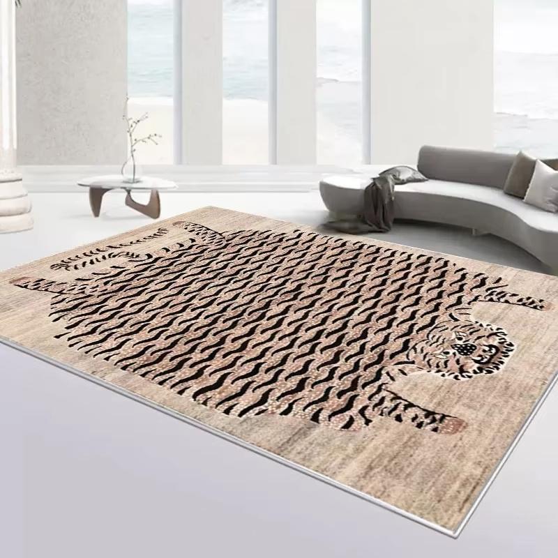 Carpet for Living Room Retro Animal Abstract Printed Children's Bedroom Fluffy Rug Home Decoration Luxury Large Area Plush Mat