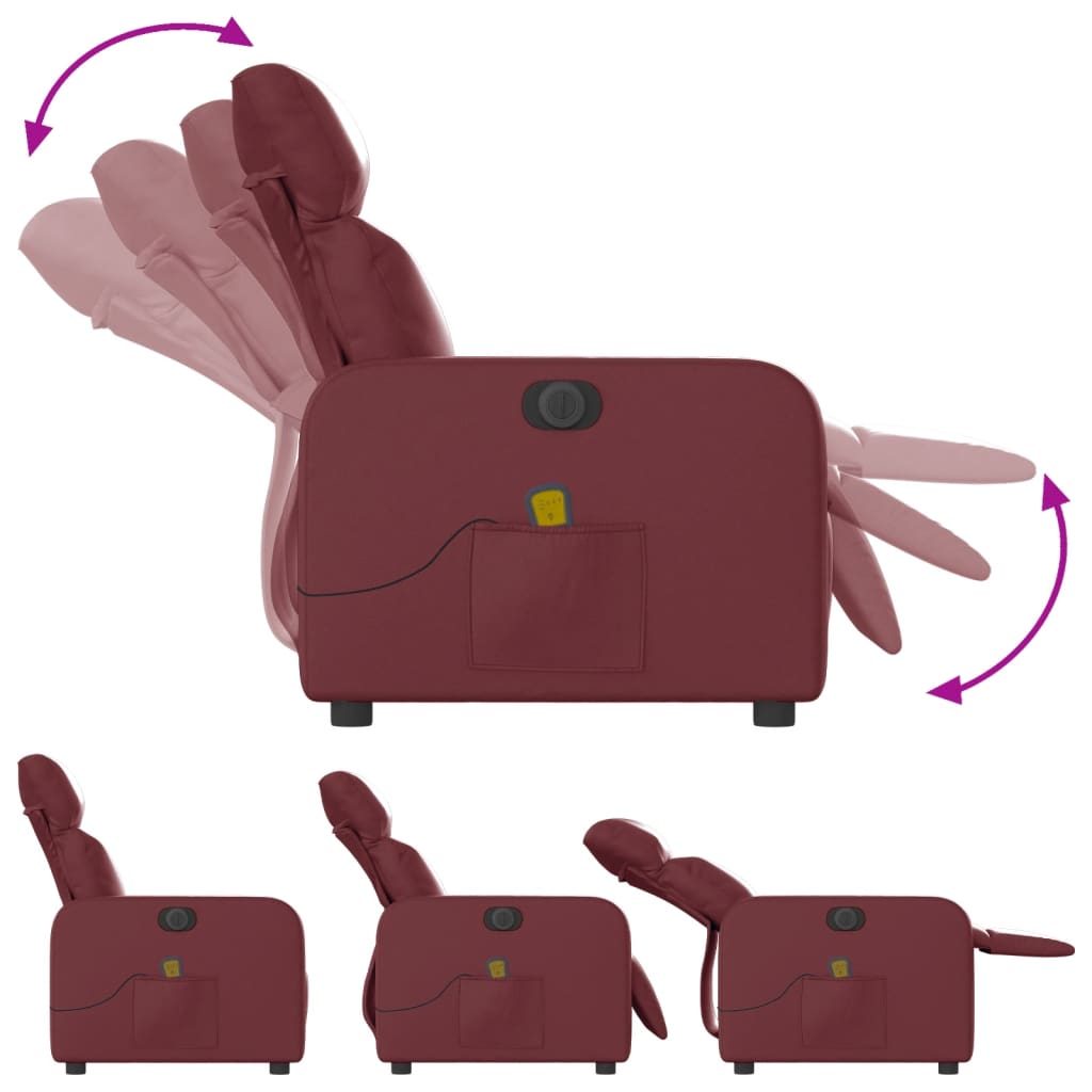 Vidaxl Foldable Massage Armchair, Electric, Burgundy, Faux Leather