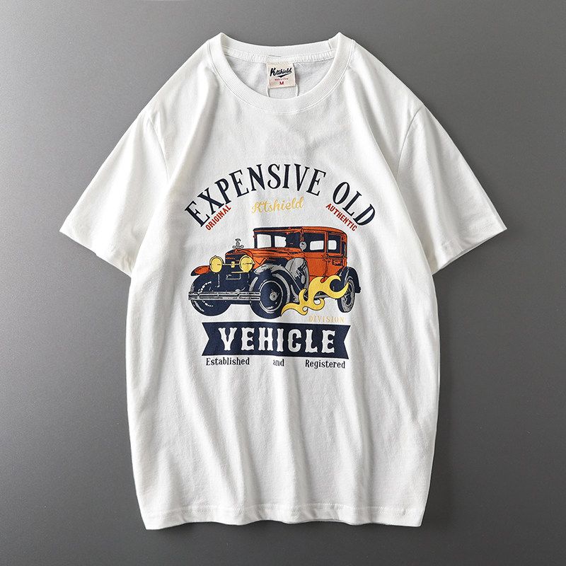 Export Original Tail Single Cut Label Amekaji American T-Shirt Men's Short Sleeve Fashion Brand All-Matching Export Men's Clothing Men Tops