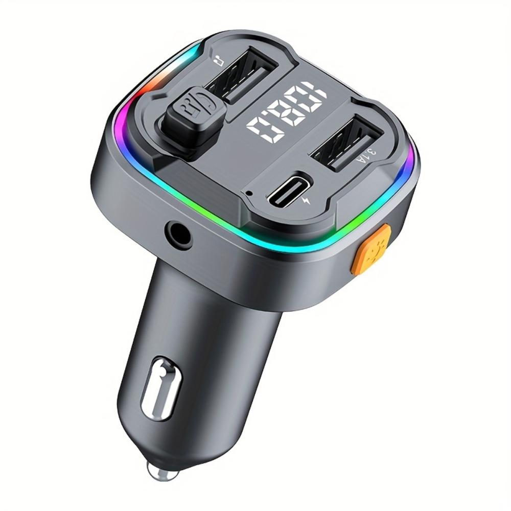 

Автомобильный Bluetooth 5.3 FM-передатчик Dual USB Type-C 3.1A быстрое зарядное устройство AUX аудиоадаптер автомобильный комплект с громкой связью MP3-модулятор плеер чёрный