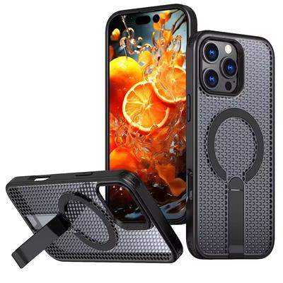 Chlazení Odvod Tepla Pro Magnetické Pouzdro Magsafe Pro iPhone 16 15 14 13 12 Pro Max Plus 16E Samsung S25 S24 Ultra Nárazuvzdorný Kryt se Skrytým Stojanem