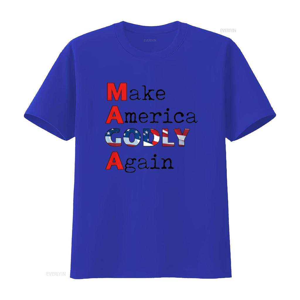 MAGA Make America GODLY Again Womens T Shirt White X Large Vintage Washed Top For Everyday Wear Streetwear Graphic Homme