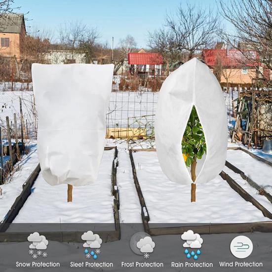 Yousheng Pflanzenschutzhülle mit Kordelzug und Reißverschluss, wiederverwendbares Vliesstoff, Winter, Außenbereich, Garten, Baum, Sträucher, Topfpflanzen, Frostschutzsack