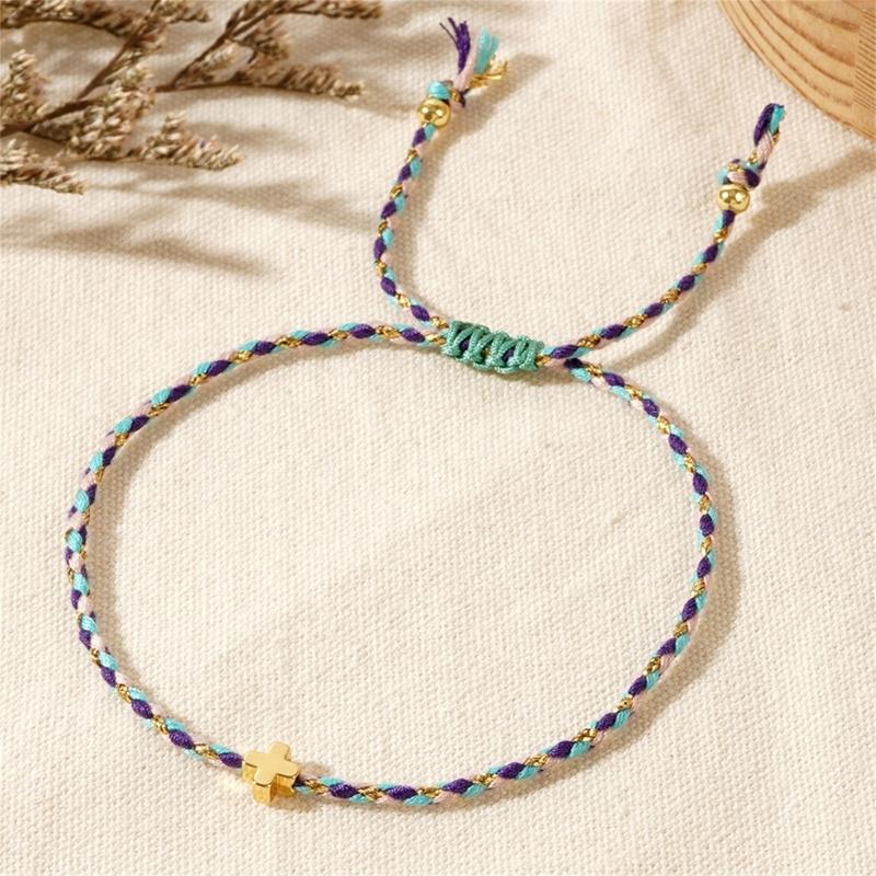 Trendiga bohemiska stilar Robust armband av bomullsrep med eleganta korshänge, för alla kön