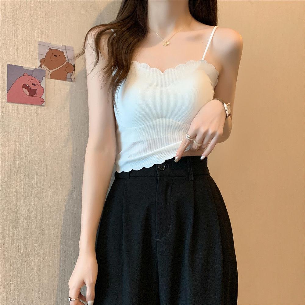 Camisole Vest With Chest Pad Outer Wear Underwear For Women Summer Thin Beautiful Back Bandeau Integrated Top