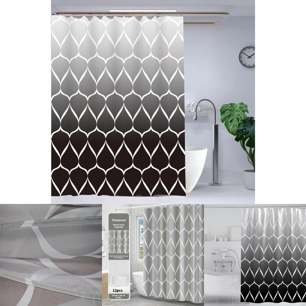 Heavy Duty Waterproof Polyester Bathroom Curtain With Custom Logo Print For Home And Commercial Use