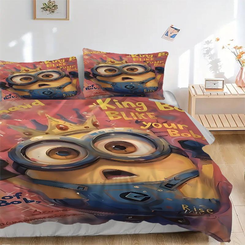 

3pcs King Bob, Minion Duvet Cover Set, 1 Duvet Cover + 1/2 Pillowcases (No Insert), Bedroom Decor, Allseason Comfort yy251021252 135x200cm